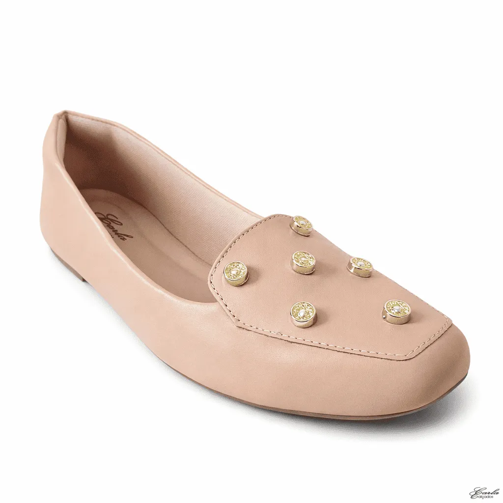 Sapatilha Mocassim Nude Pedras Numeração Especial 41 ao 44