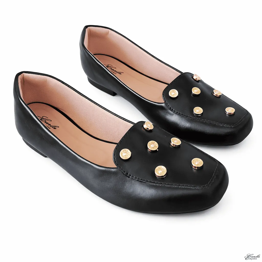 Sapatilha Mocassim Preta Pedras Numeração Especial 41 ao 44 Sapatilha Mocassim Preta Pedras Numeração Especial 41 ao 44
