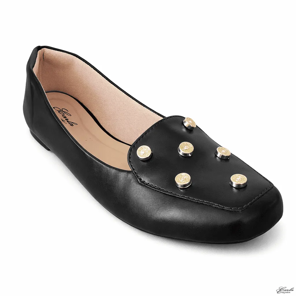 Sapatilha Mocassim Preta Pedras Numeração Especial 41 ao 44 Sapatilha Mocassim Preta Pedras Numeração Especial 41 ao 44