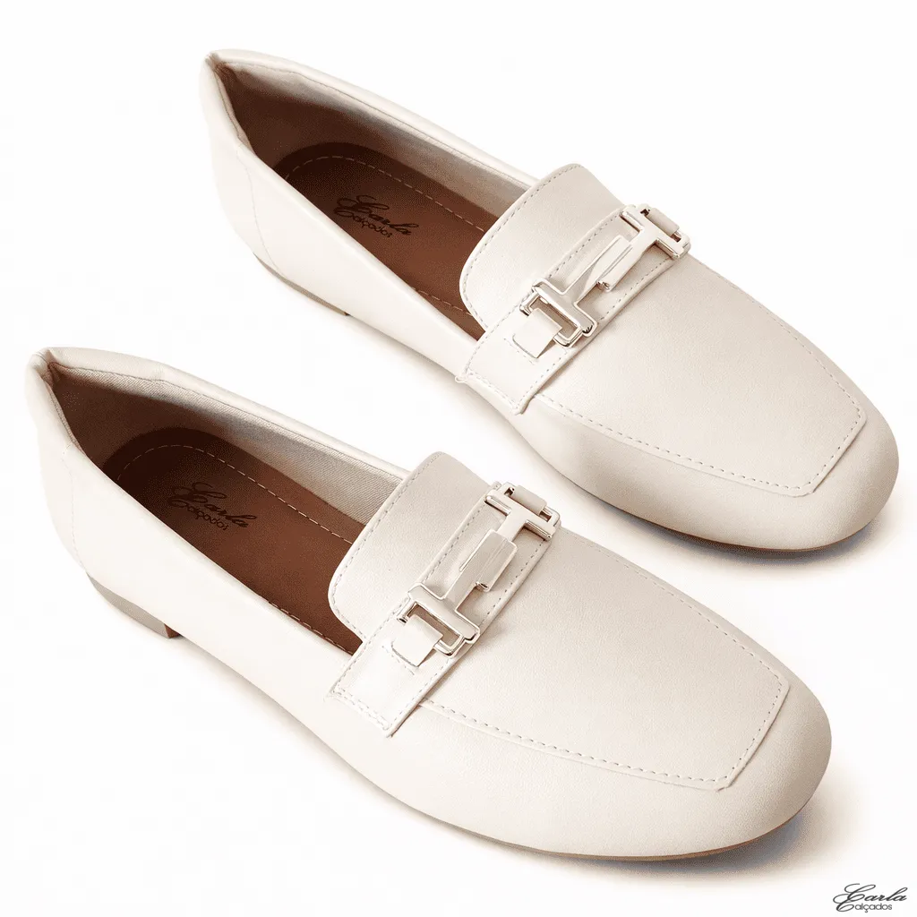 Sapatilha Mocassim Numeração Especial 41 42 43 44 (29) Sapatilha Mocassim Numeração Especial Off White Fivela Dourada