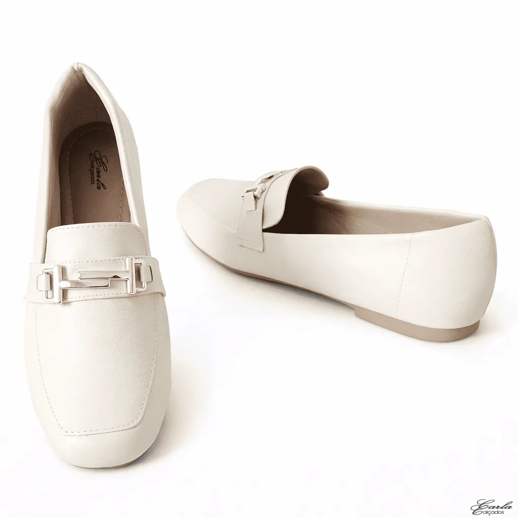 Sapatilha Mocassim Numeração Especial 41 42 43 44 (33) Sapatilha Mocassim Numeração Especial Off White Fivela Dourada