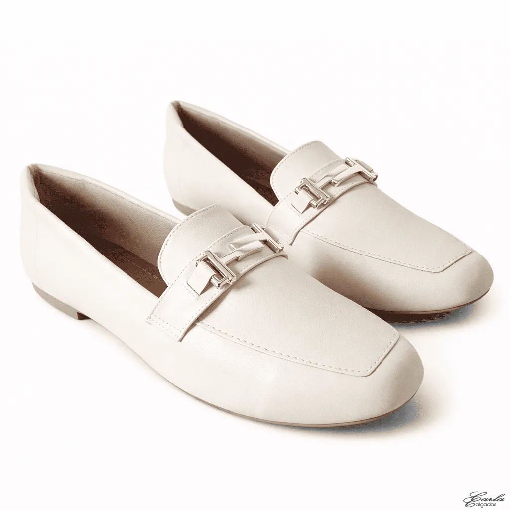 Sapatilha Mocassim Numeração Especial 41 42 43 44 (34) Sapatilha Mocassim Numeração Especial Off White Fivela Dourada