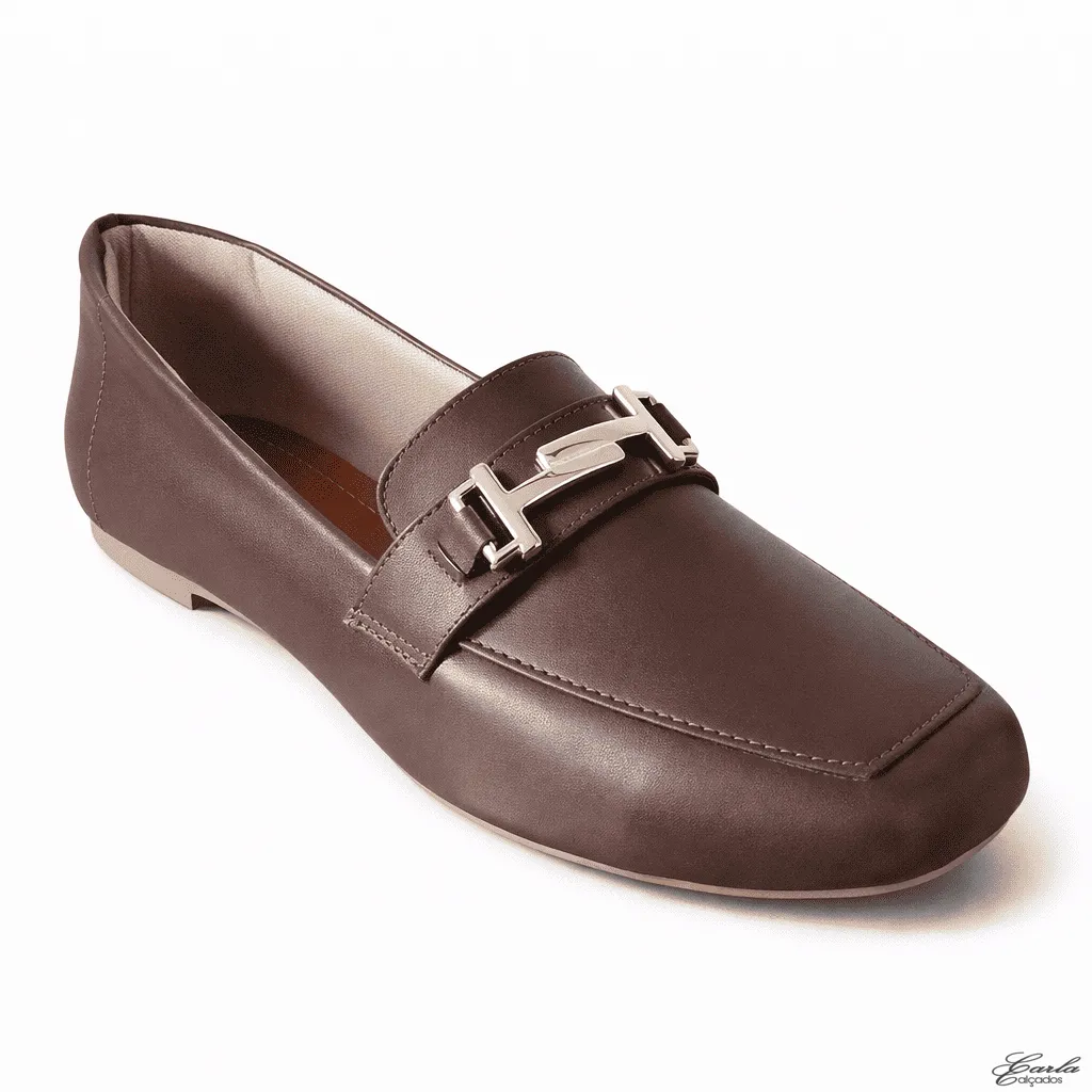 Sapatilha Mocassim Numeração Especial 41 42 43 44 (47) Sapatilha Mocassim Numeração Especial Café Fivela Dourada