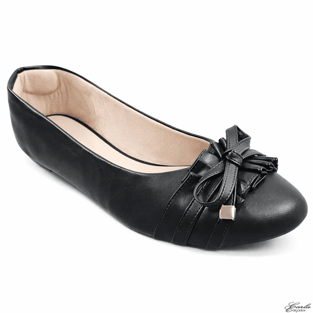 Sapatilha Preta Numeração Especial Bico Redondo Babadinho 41 ao 44