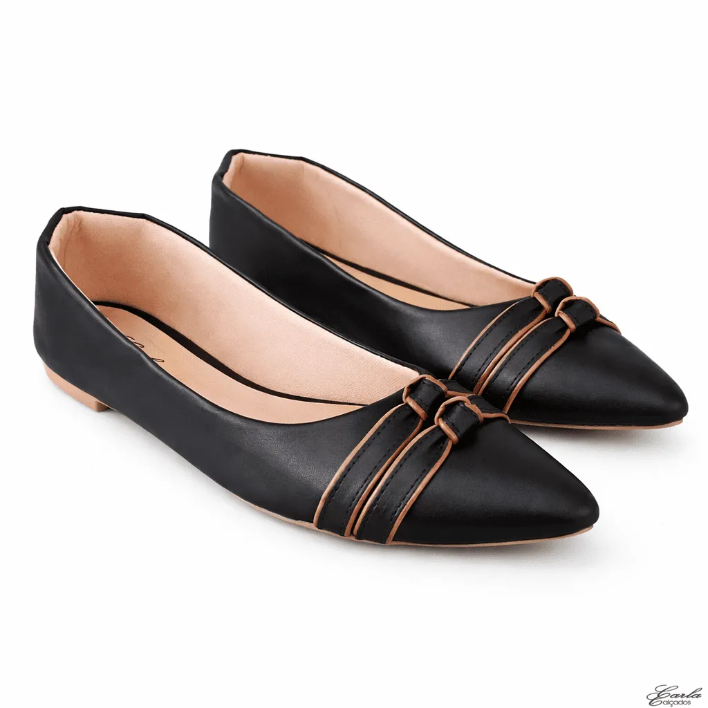 Sapatilha Numeração Especial 41 42 43 44 (30) Sapatilha Preta Numeração Especial Bico Fino Detalhe Tiras Frontais