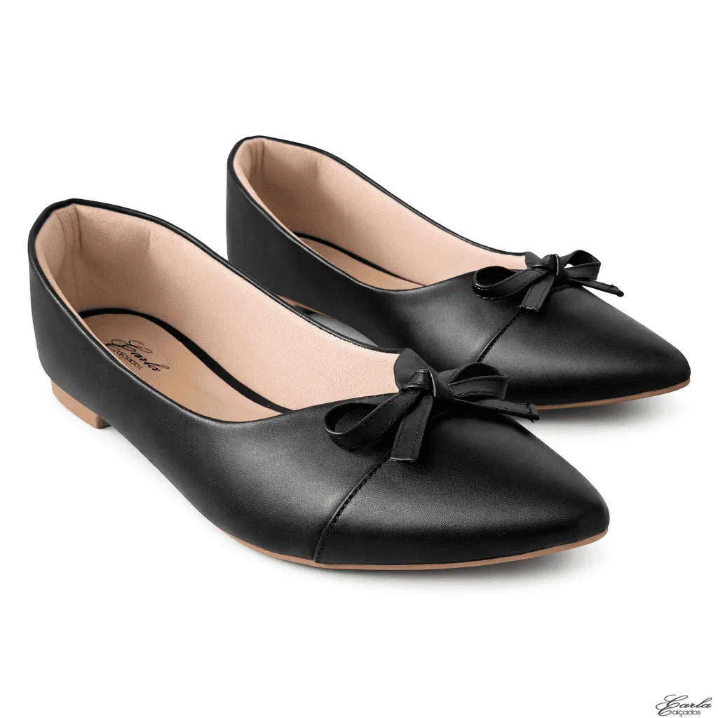 Sapatilha Numeração Especial 41 42 43 44 (44) Sapatilha Preta Numeração Especial Bico Fino com Laço 41 ao 44