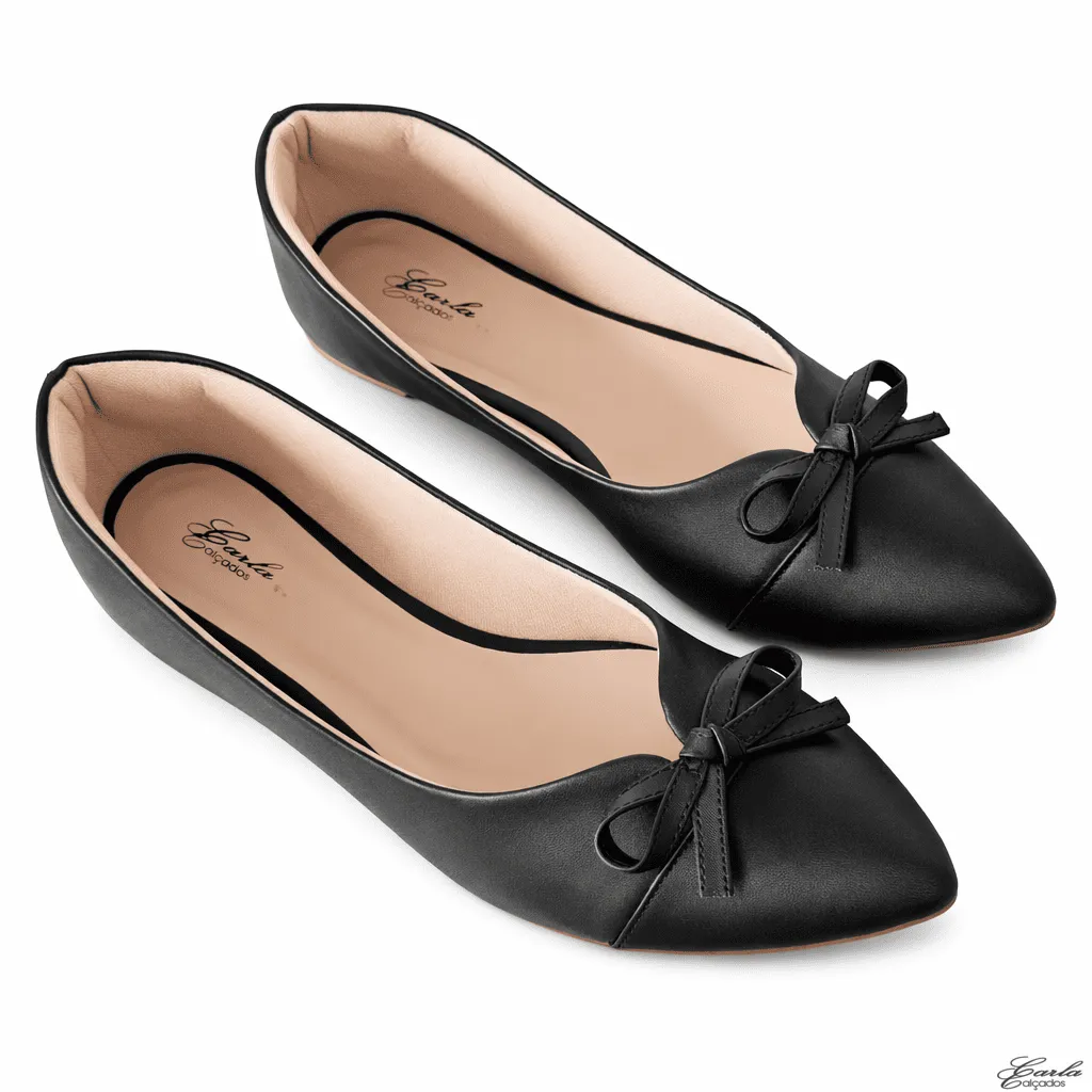 Sapatilha Numeração Especial 41 42 43 44 (47) Sapatilha Preta Numeração Especial Bico Fino com Laço 41 ao 44