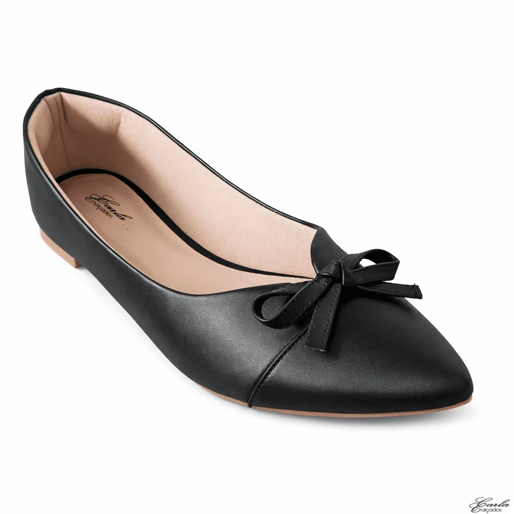 Sapatilha Numeração Especial 41 42 43 44 (48) Sapatilha Preta Numeração Especial Bico Fino com Laço 41 ao 44