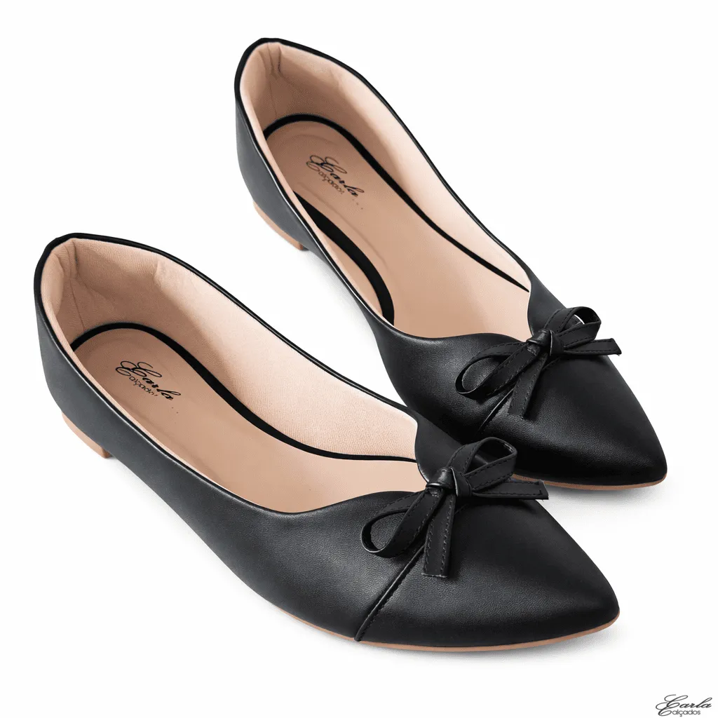 Sapatilha Numeração Especial 41 42 43 44 (50) Sapatilha Preta Numeração Especial Bico Fino com Laço 41 ao 44