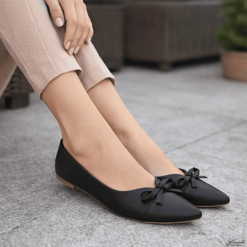 Sapatilha Numeração Especial 41 42 43 44 (52) Sapatilha Preta Numeração Especial Bico Fino com Laço 41 ao 44