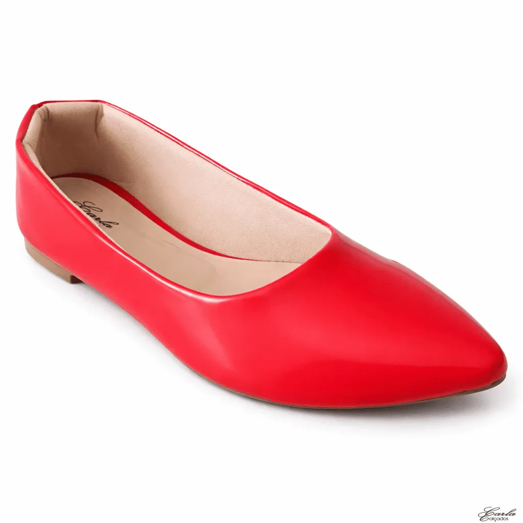 Sapatilha Numeração Especial Vermelha Verniz Bico Fino 41 ao 44