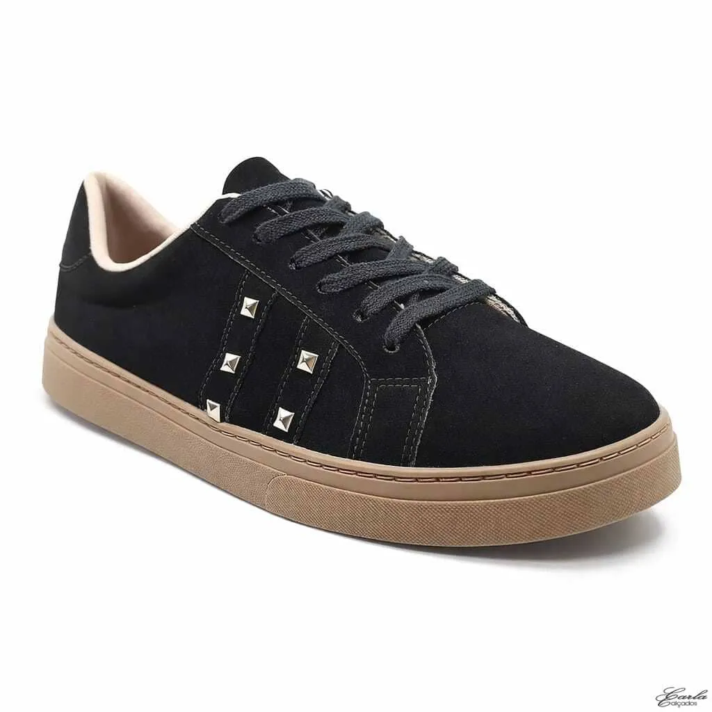 Tênis Feminino Preto Tamanho Especial Sola Bege
