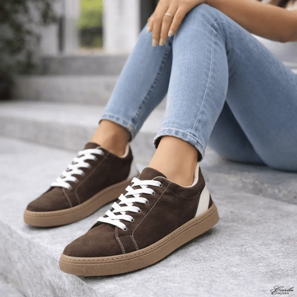 Tênis Feminino Tamanho Especial Mousse Chic Sola Bege