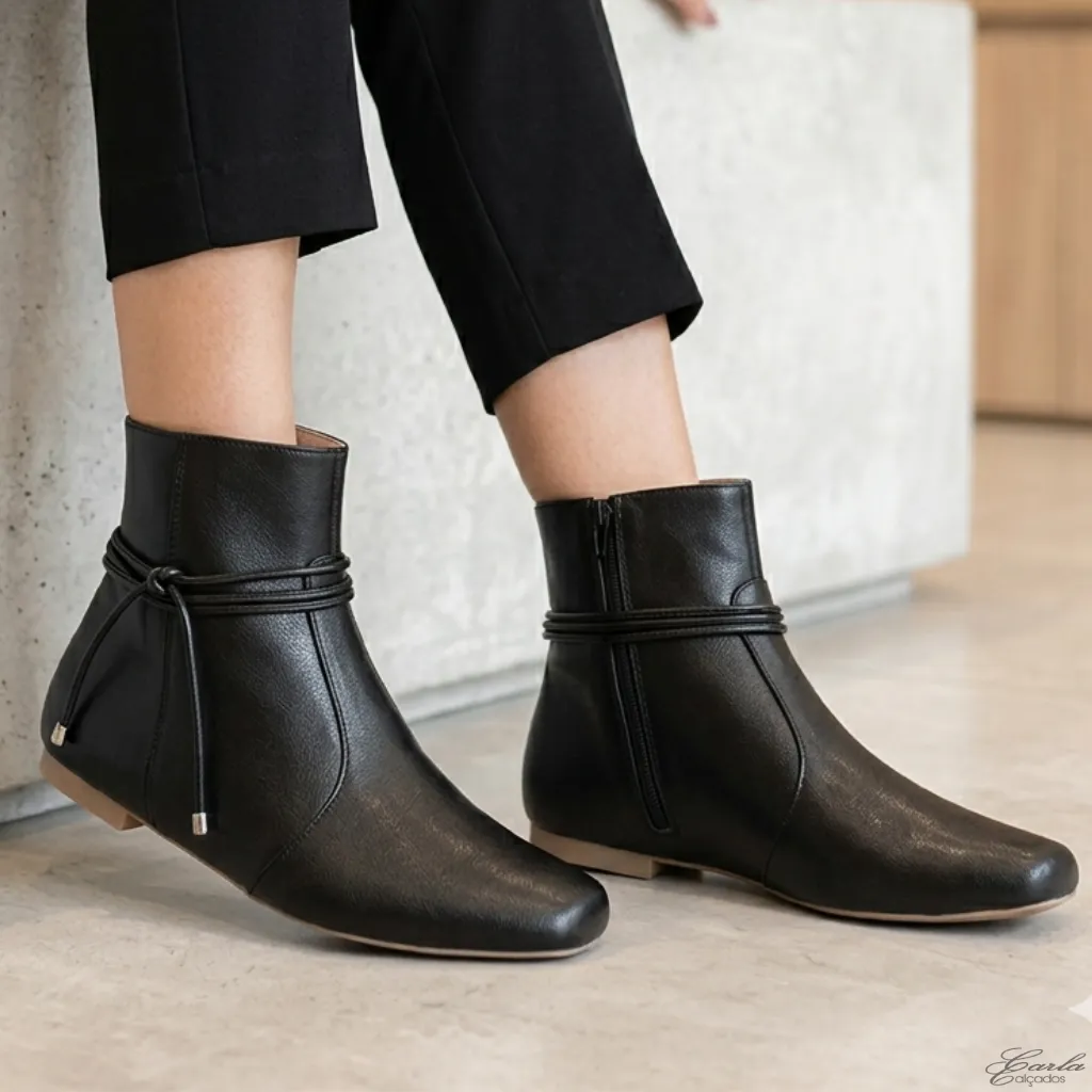 Bota Numeração Especial 2 em 1 Preta Bico Quadrado Clássica 41 ao 44 Feminina