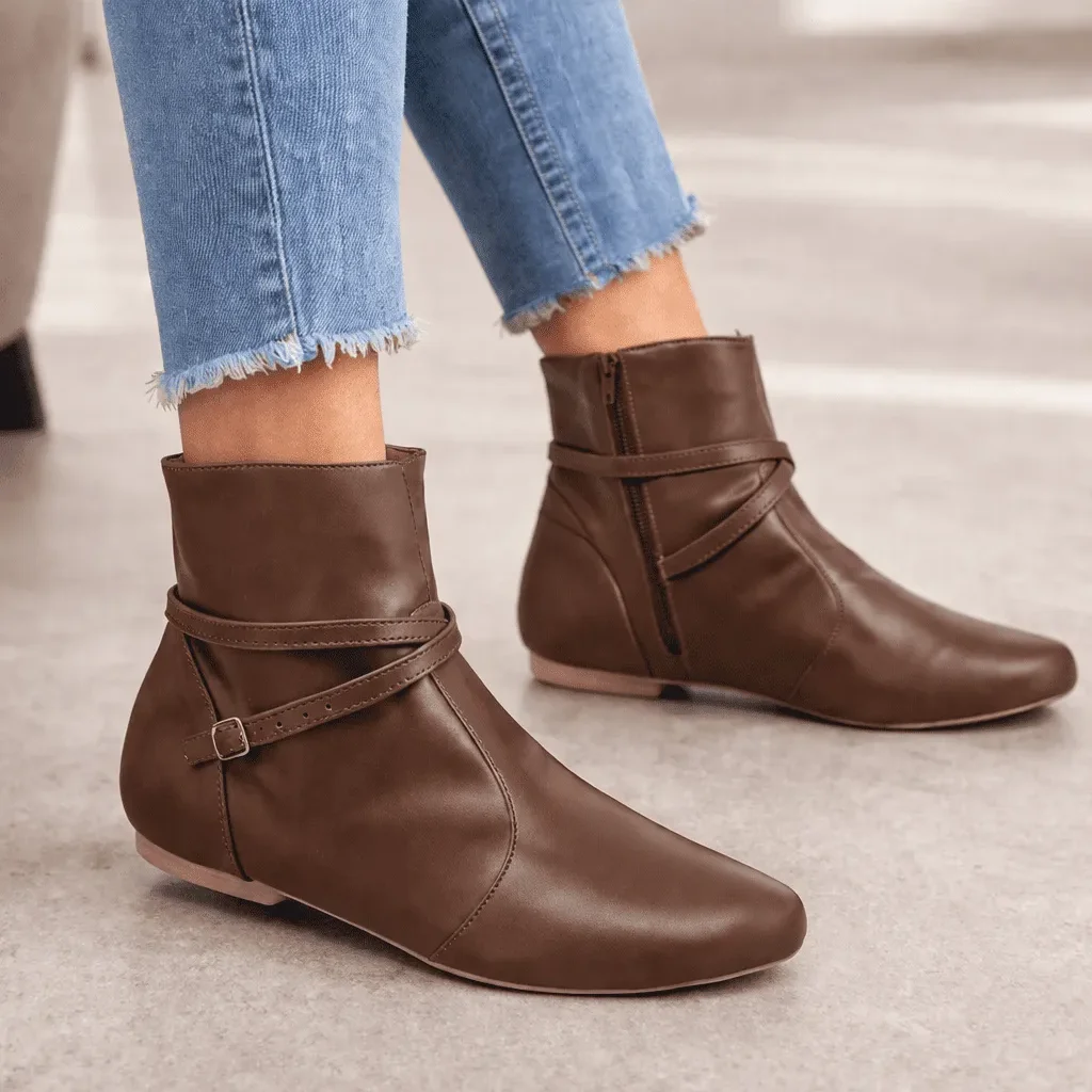 Bota Numeração Especial Caramelo Bico Redondo com Tiras 41 ao 44 Feminina