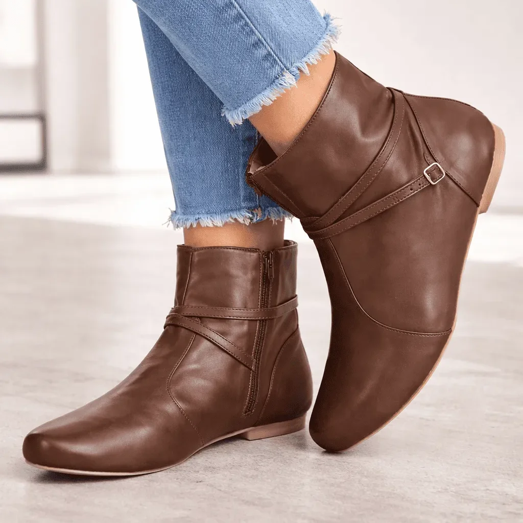 Bota Numeração Especial Caramelo Bico Redondo com Tiras 41 ao 44 Feminina