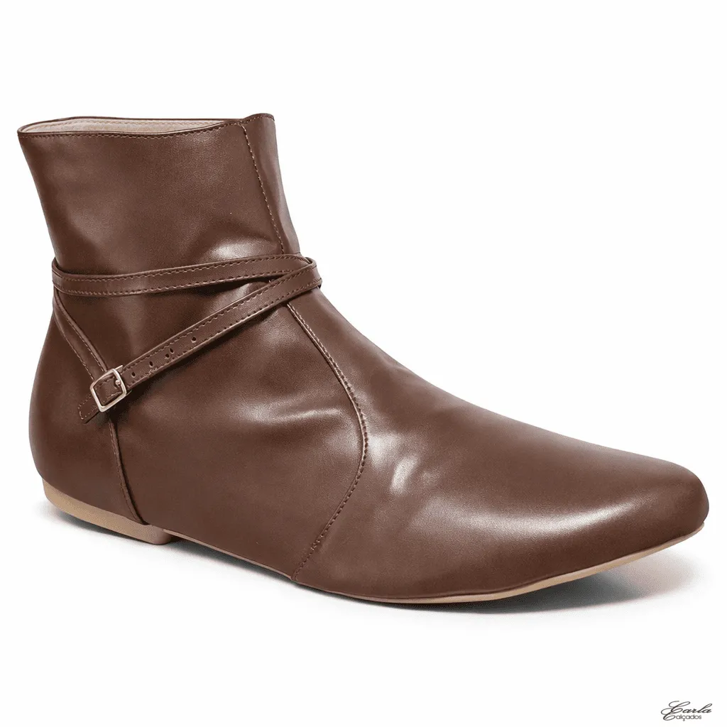 Bota Numeração Especial Caramelo Bico Redondo com Tiras (5)