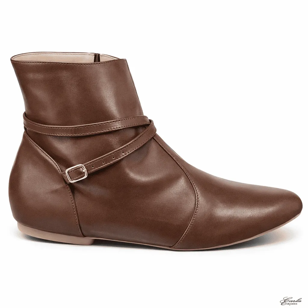 Bota Numeração Especial Caramelo Bico Redondo com Tiras (6)