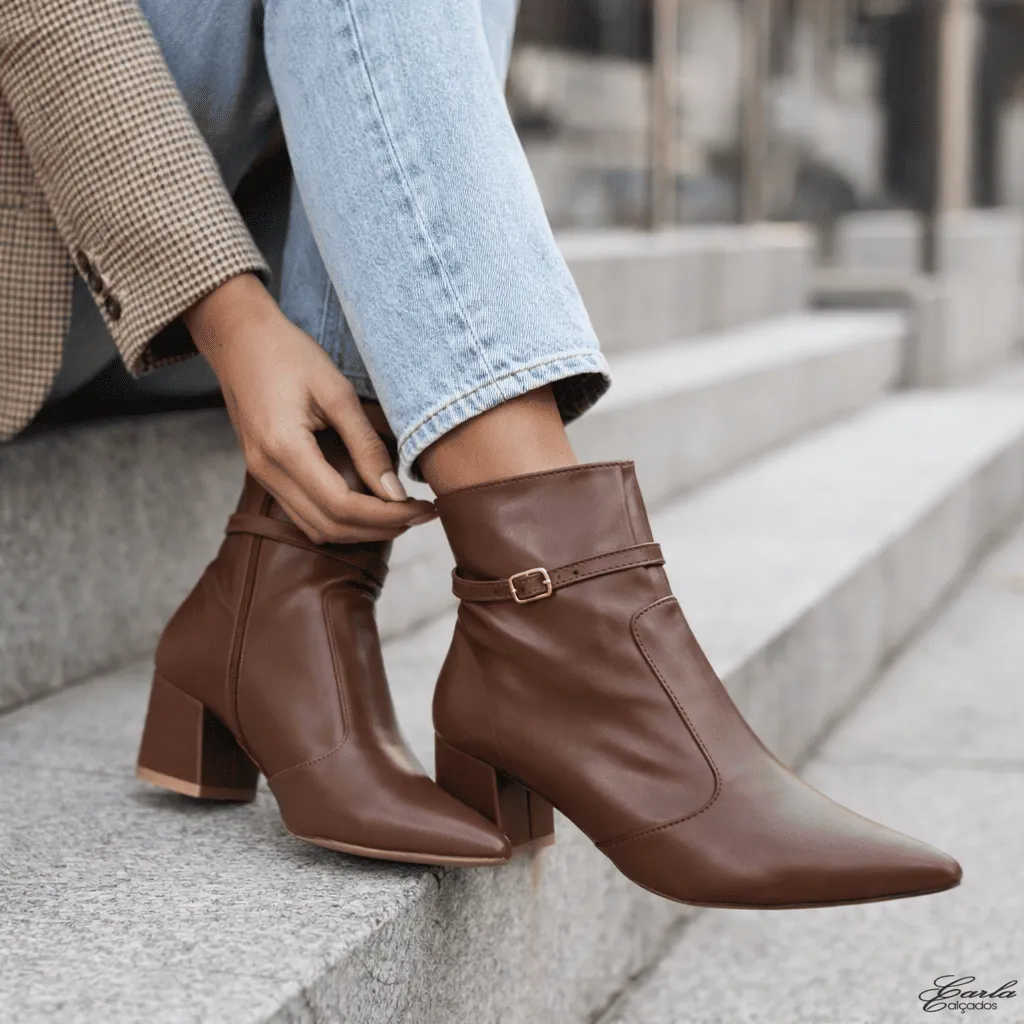 Bota Numeração Especial Caramelo Salto Bloco 5cm com Tira Removível