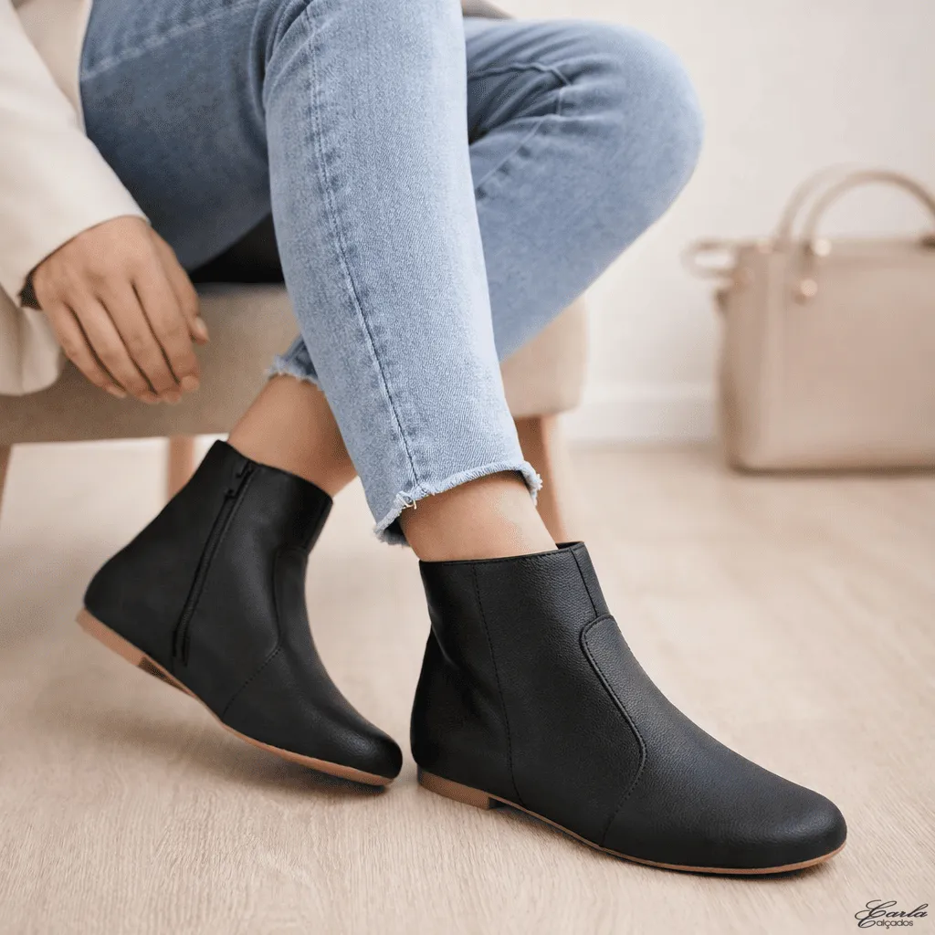 Bota Numeração Especial Preta Bico Quadrado Clássica 41 ao 44 Feminina (8)