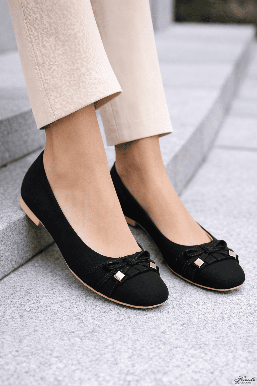 Sapatilha Preta Numeração Especial Bico Quadrado Babadinho 41 ao 44