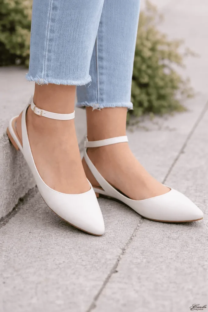 Sapatilha Slingback Off White Bico Fino Numeração Especial