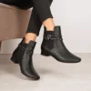 Bota Chelsea Feminina 2 em 1 Numeração Especial Preta Salto 3cm