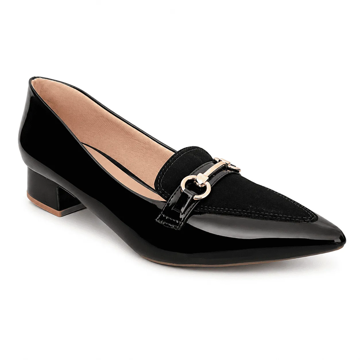 Scarpin Tamanho Especial Salto Bloco 3cm Preto Fivela