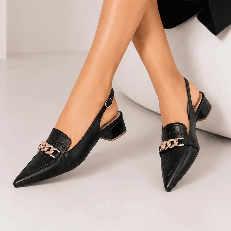 Scarpin Slingback Tamanho Especial Salto 3cm Preto