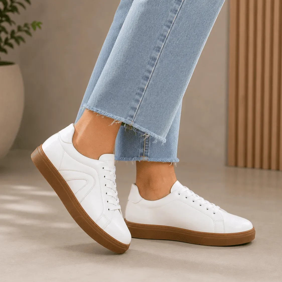 Tênis Feminino Tamanho Especial 41 ao 44 Off White Casual Solado Bege