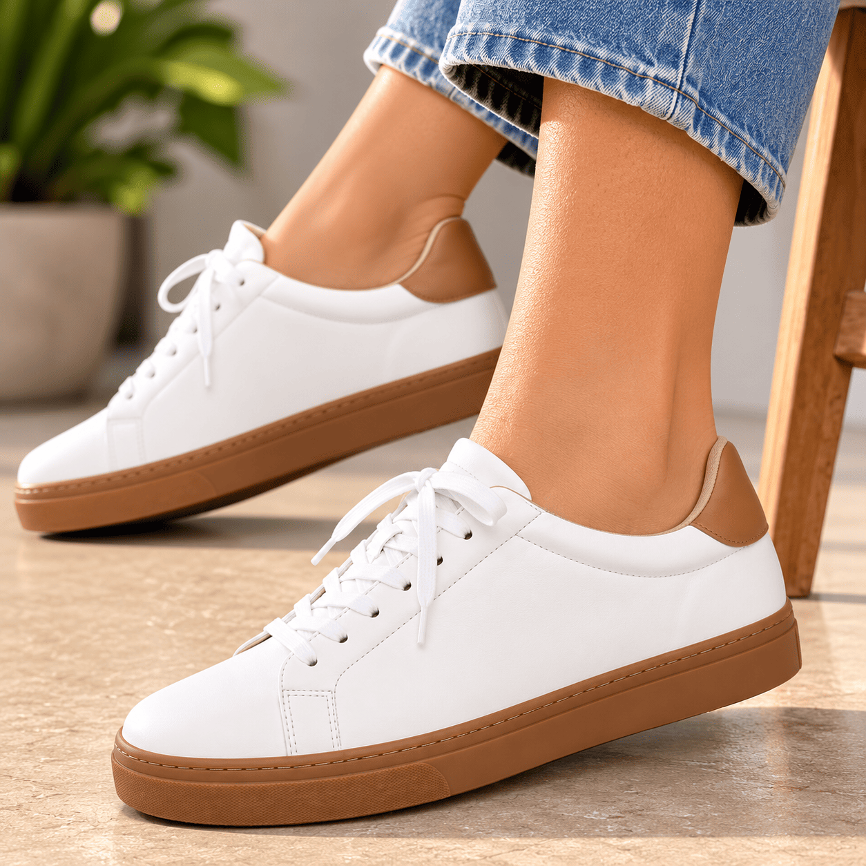 Tênis Feminino Branco Tamanho Especial 41 ao 44 Solado Bege